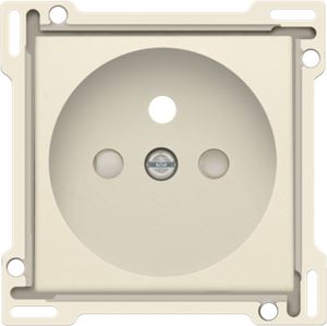 NIKO Afwerkingsset voor stopcontact met penaarde en beschermingsafsluiters, inbouwdiepte 28,5 mm, cream [100-66601]
